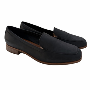 Lucky Brand Laurien Black Size 10 Loafer Leather Stacked Heel EUC